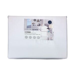 Color Sense 1200 Thread Count Cotton Blend 6 Piece Sheet Set - White